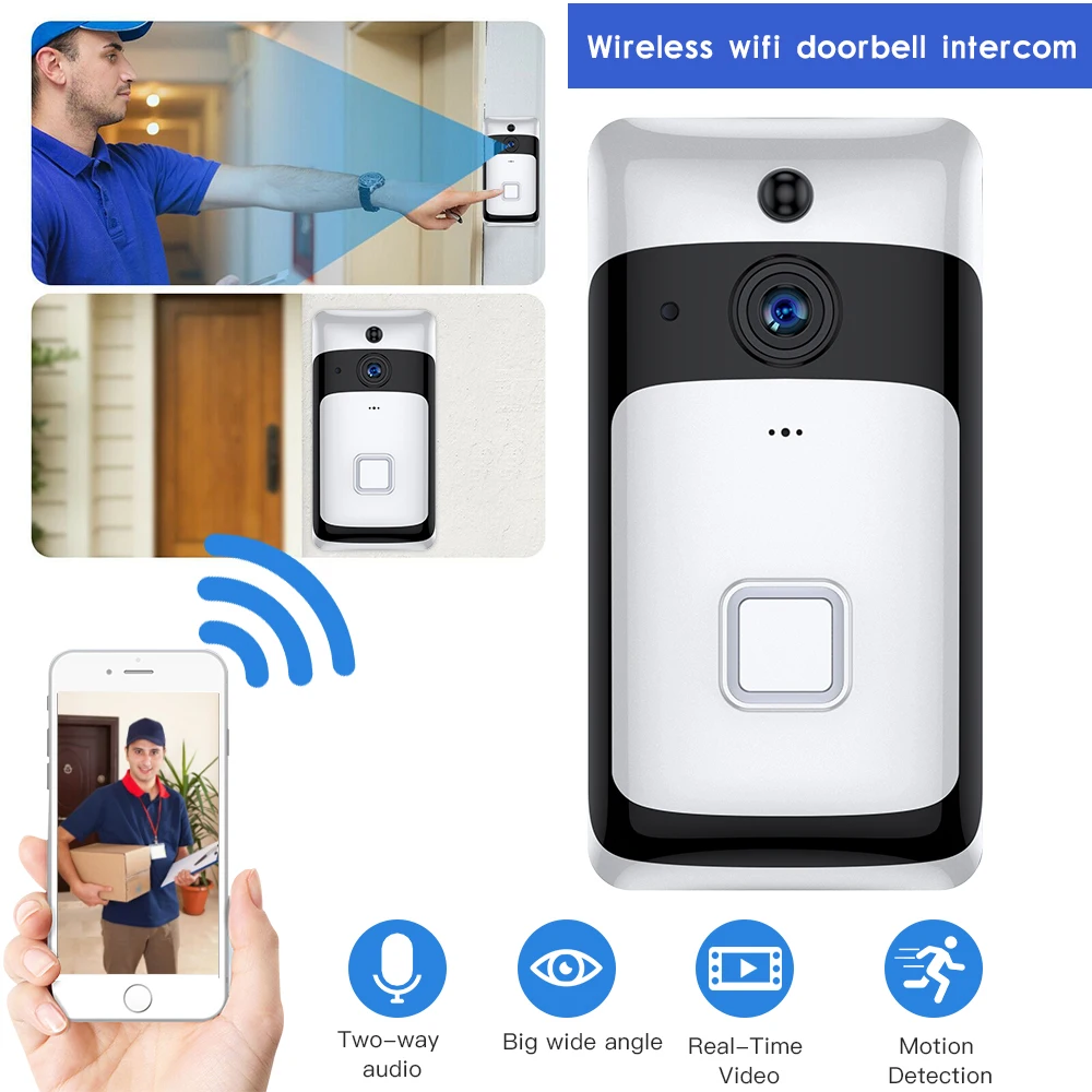 

SDETER Wireelss IP Wifi Video Intercom Video Door Bell WIFI Doorbell Camera Night Vision PIR Alarm Security Camera Android IOS