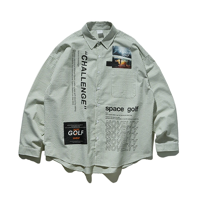 

Striped Long Sleeve Shirts Autumn 2019 Fashion Hip Hop Casual Oversized Streetwear Tops Male Vintage Fashion Loose Sweatshirt