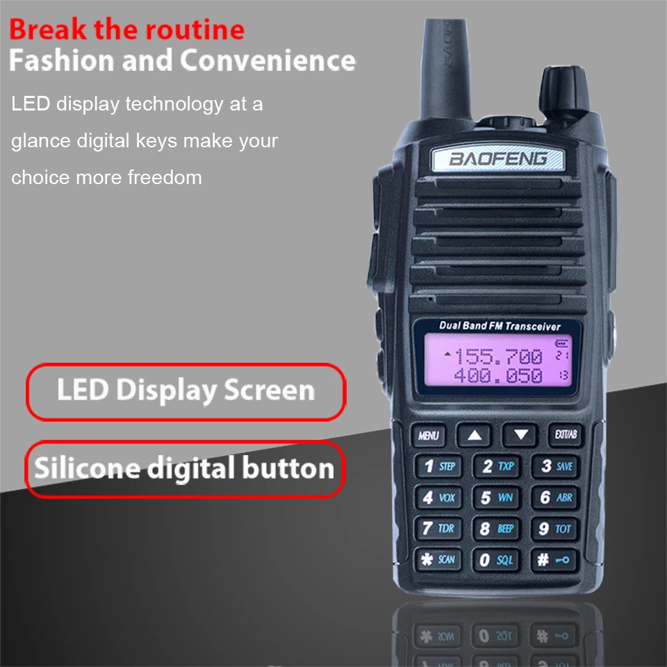 Baofeng UV-82 иди и болтай Walkie Talkie 8 Вт Dual PTT двухстороннее радио двухдиапазонный Портативный UV 82 трансивер UV82 Woki токи сертификатом от сертификационной радиостанций 50 км