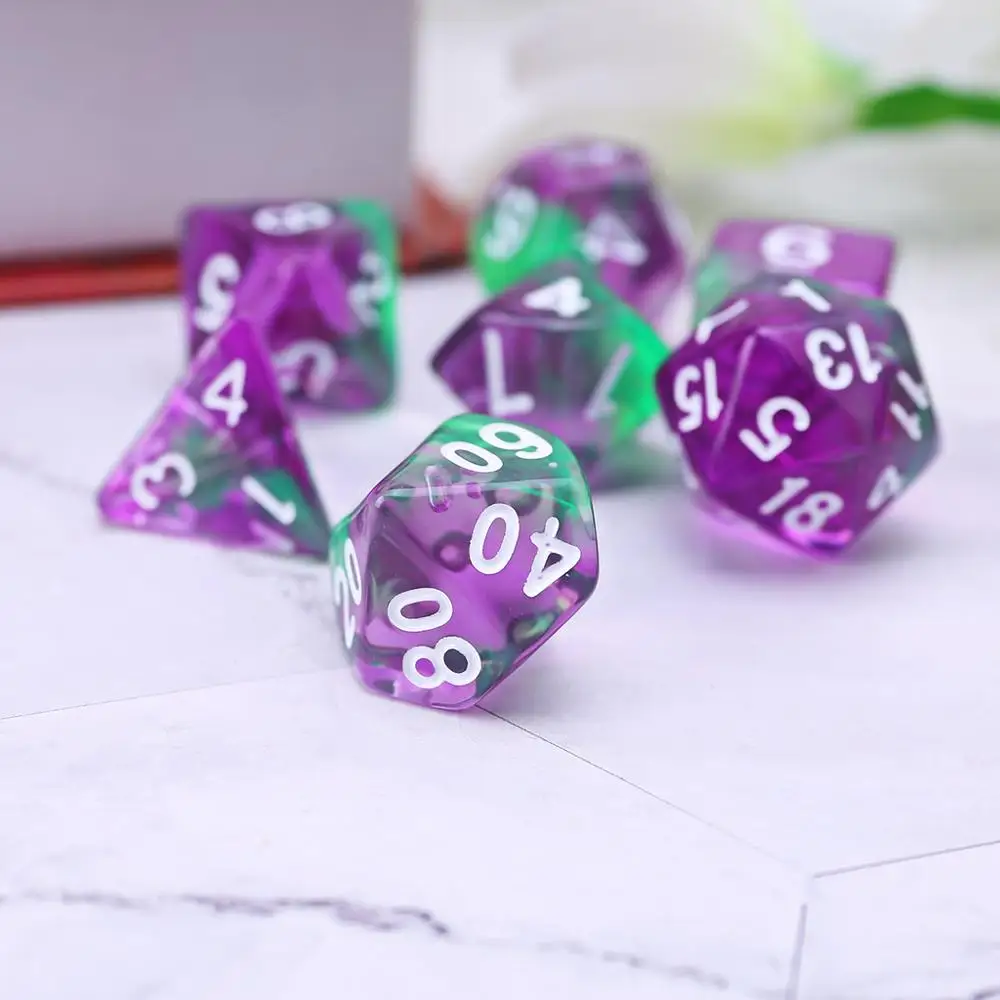 7 шт. прозрачные игральные кости D4 D6 D8 D10 D12 D20 для ролевых игр|Кубики| |