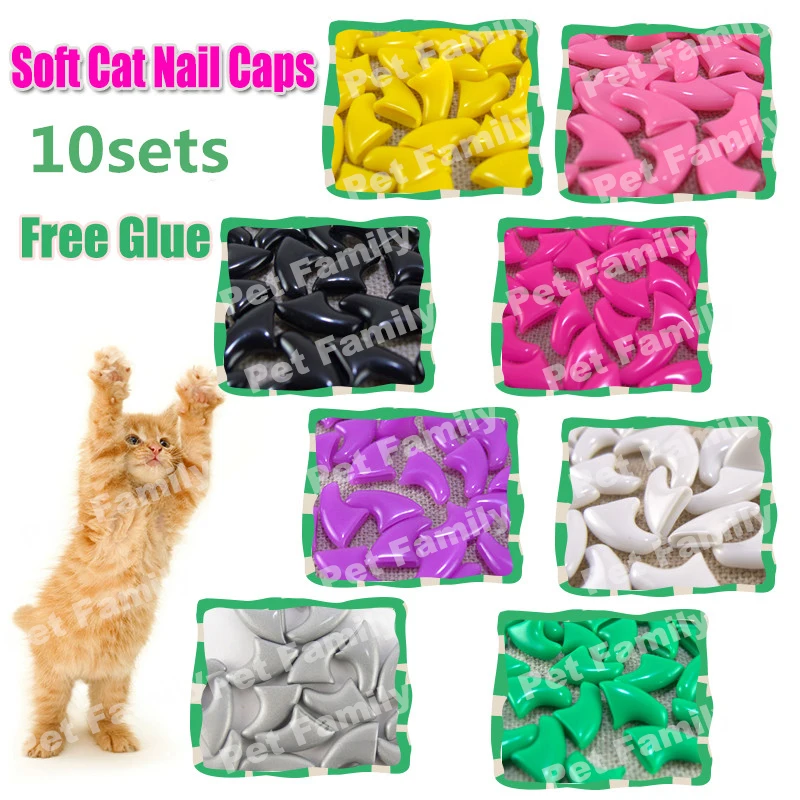 10set per lots free ship Soft Claws for Cats, Cat nail caps Color Gold