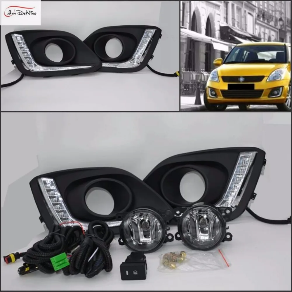 JanDeNing Светодиодный дневной ходовой противотуманный светильник DRL для SUZUKI SWIFT Прозрачная галогеновая лампа H11 светодиодный передний противотуманный светильник s бампер лампы комплект