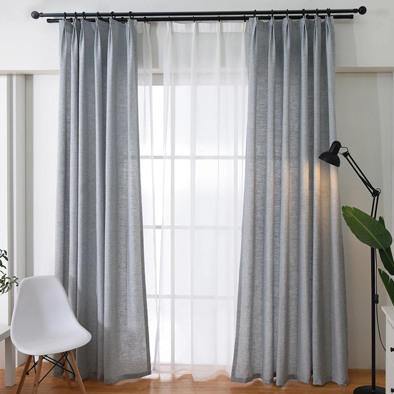 American Style Linen Window Curtains for Living Room Half Shade