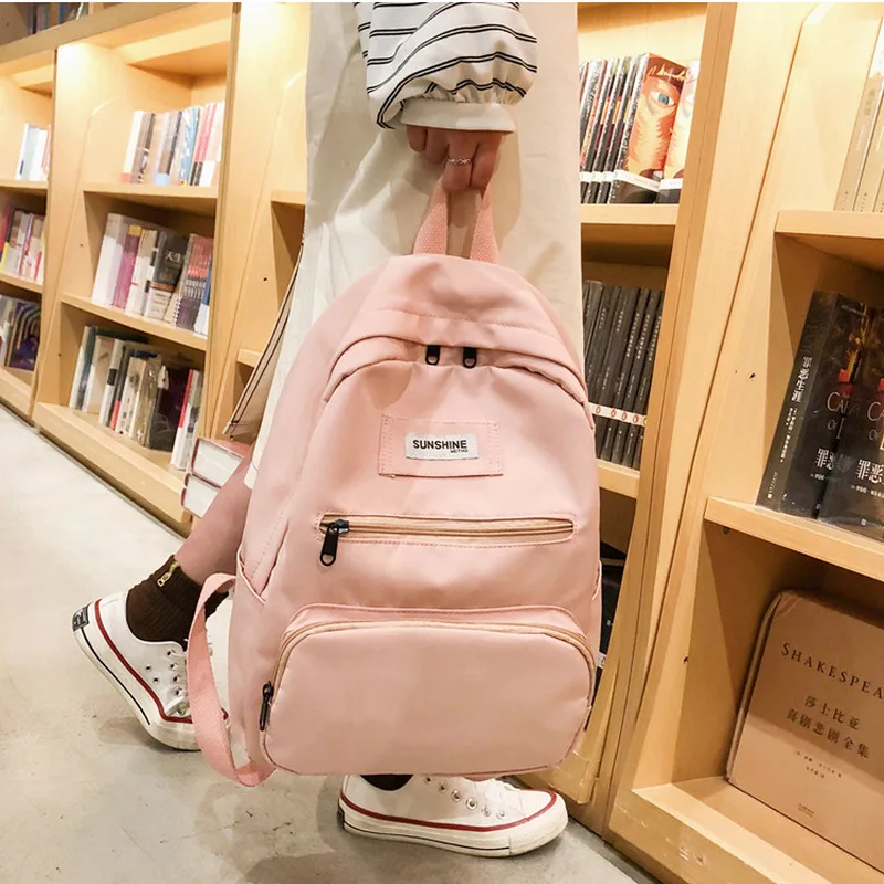 

Bags for School Teenage Girl School Bag Backpack Women Bookbags Teen College High Schoolbag Youth 2019 Summer Black Pink New