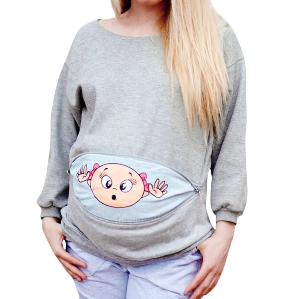 ARLONEET/Одежда для беременных женщин; свитер для беременных; Забавный пуловер на молнии для беременных; топы с круглым вырезом; CO12
