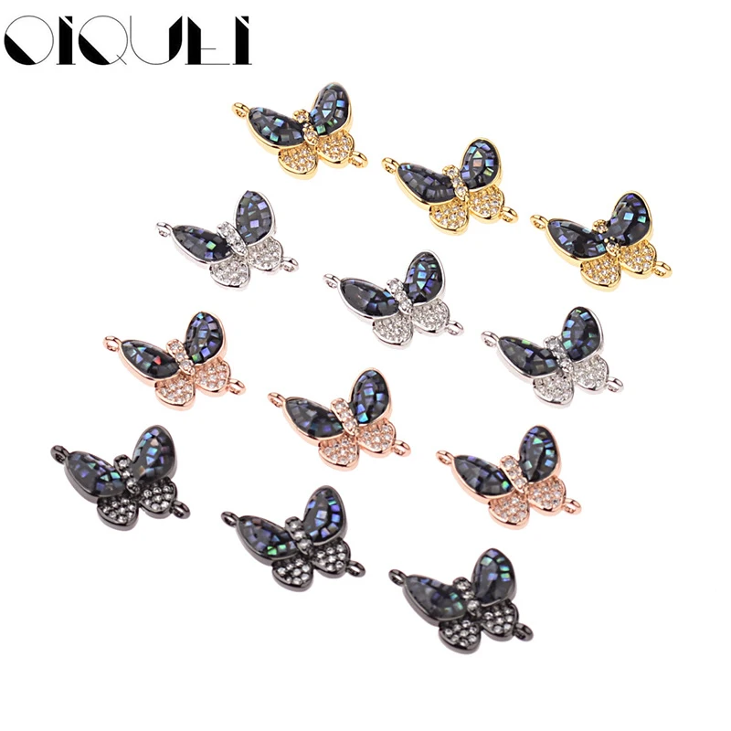 

OIQUEI CZ Crystal Rhinestone Butterfly Enamel Pendant Charm Metal Jewelry Connectors For DIY Bracelet Necklace Making