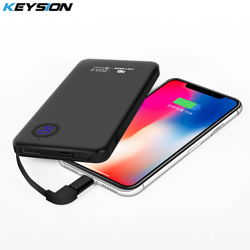 KEYSION 8000mAh 29,6 WH type-C PD Быстрая Зарядка Внешний аккумулятор 18 Вт 3 порта QC3.0 Быстрая зарядка мобильного телефона внешний аккумулятор