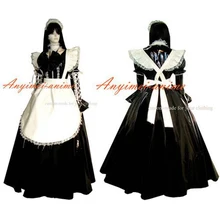 Free Shipping Sexy Sissy Maid Pvc Dress Black Lockable Uniform Cosplay Costume Tailor-made