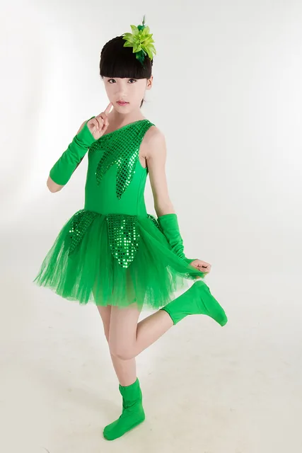 Abito Da Ballo Latino Bambina Con Paillettes E Piume - Gonna Frange Per Danza