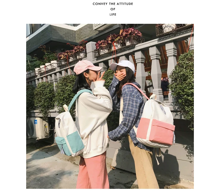 Menghuo New Women Canvas Backpacks Preppy Style Patchwork School Bags for Teenagers Girls Laptop Backpack Travel Bag Mochilas_33-1_19