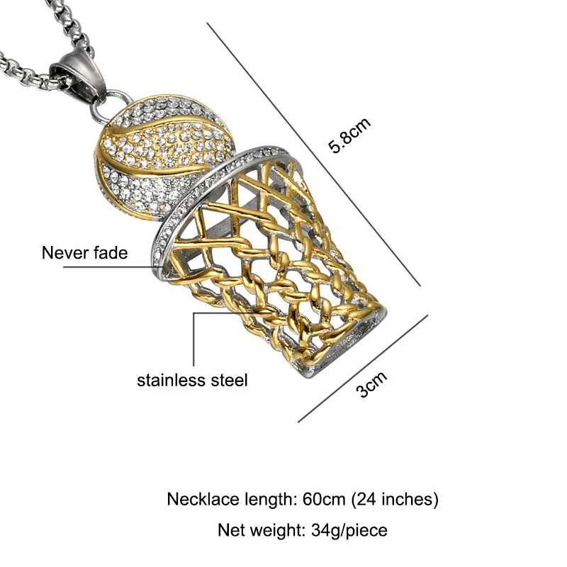 Beichong модные ледяной из Bling Полный горный хрусталь Баскетбол мужские подвески 2