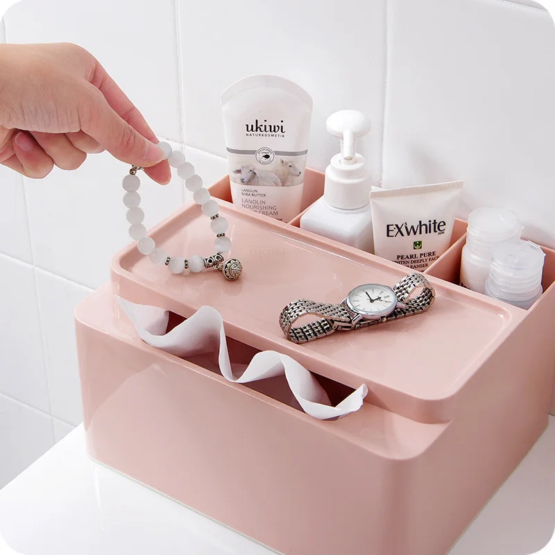 Home Kitchen Plastic Tissue Box Solid Napkin Holder Case Multi-fuction Remote Control Phone Living Room Storage Simple Stylish