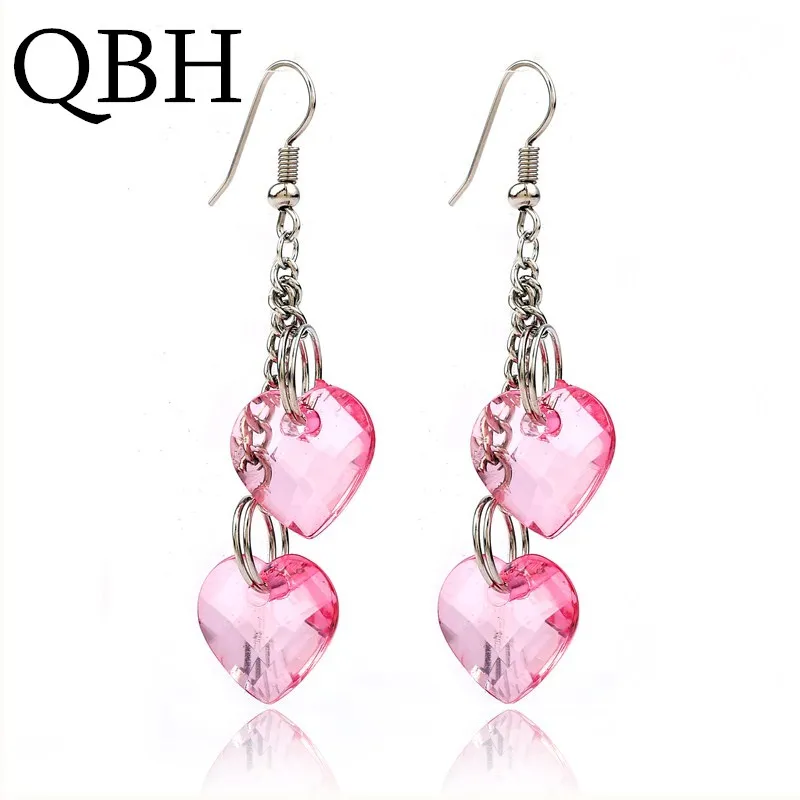Download Aliexpress.com : Buy EK2021 HOT Fashion Heart Shape Drop Earring Pink Color Bohemia Jewelry Long ...