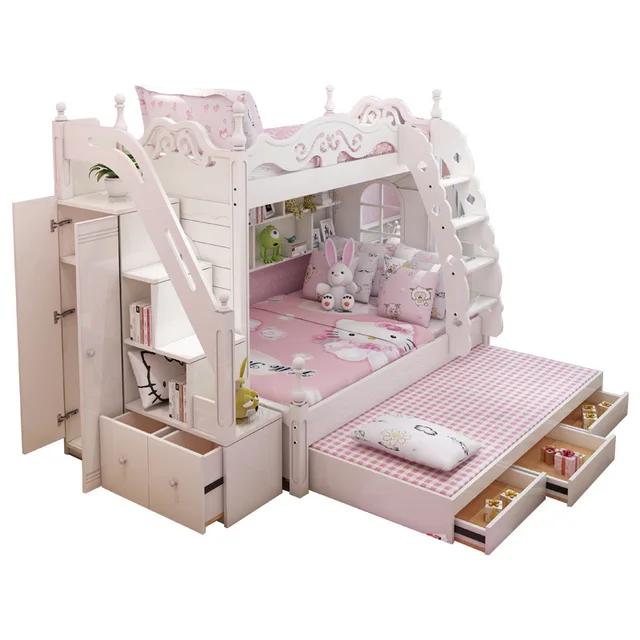 bunk bed with cabinet