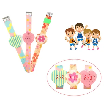 

1 Pcs Kids LED Electronic Watch Silicone Band Love Heart Flower Dial Candy Wrist Watch Lovely Gift LL@17