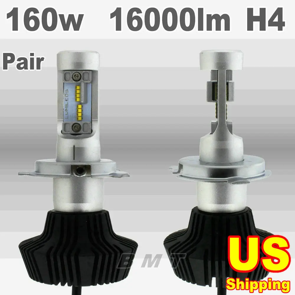 

2X for 160W 16000LM H4 9003 9004/9007 H13 HB2 LED Headlight Kit High/Low Beam Bulbs 6000K auto led headlight lamp car