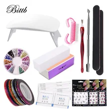 Bittb пилочки для ногтей сушилка 6 Вт УФ светодиодный светильник с маникюрными инструментами для ногтей набор, пилочки для ногтей Полировка украшения Стразы стикер DIY практический инструмент