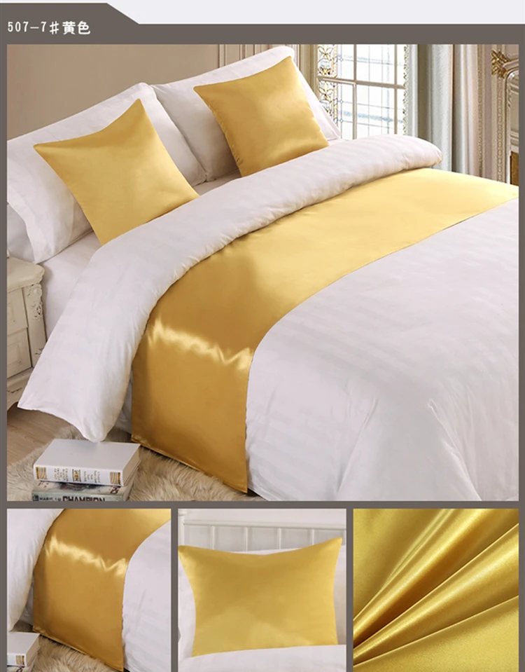 RAYUAN Silk and Satin Bedspreads Silk Fabrics Bed Runner Bedding Single Queen King Bed Cover Towel Home Hotel Decorations