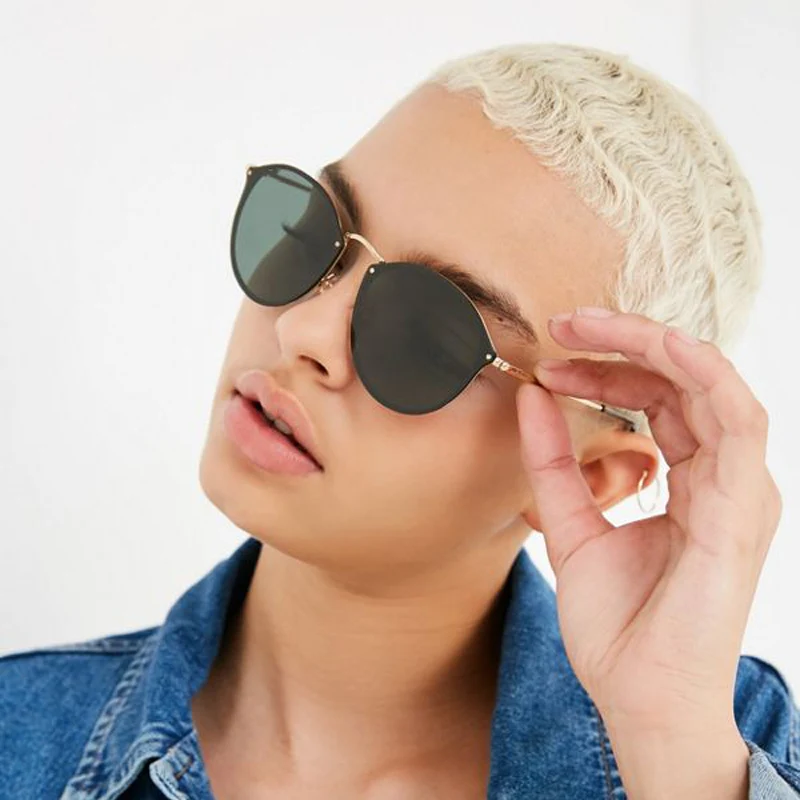 

Rimless Cat Eye Sunglasses Women Retro Cute Round CatEye Sunglasses 2019 Brand Designer Mirror Sun Glasses Female 3574 UV400