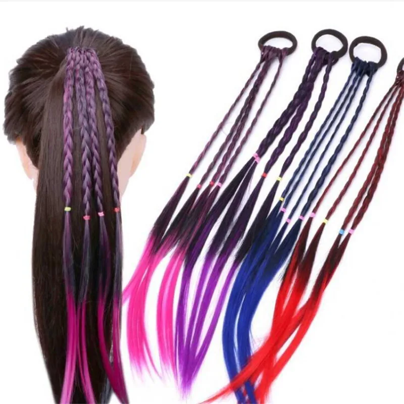 

Simple Kid Elastic Hair Band Colorful Wig Headband Girls Twist Braid Rope Headdress Hair Braider Rubber Band Hair Accessories