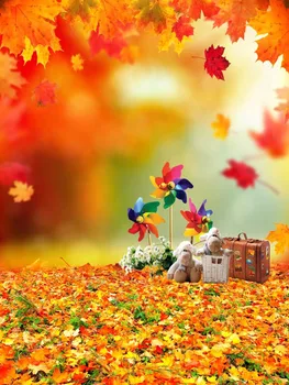

5X7ft Vinyl deep autumn leaves children wedding Party Background newborn Vinyl Backdrop S-1763