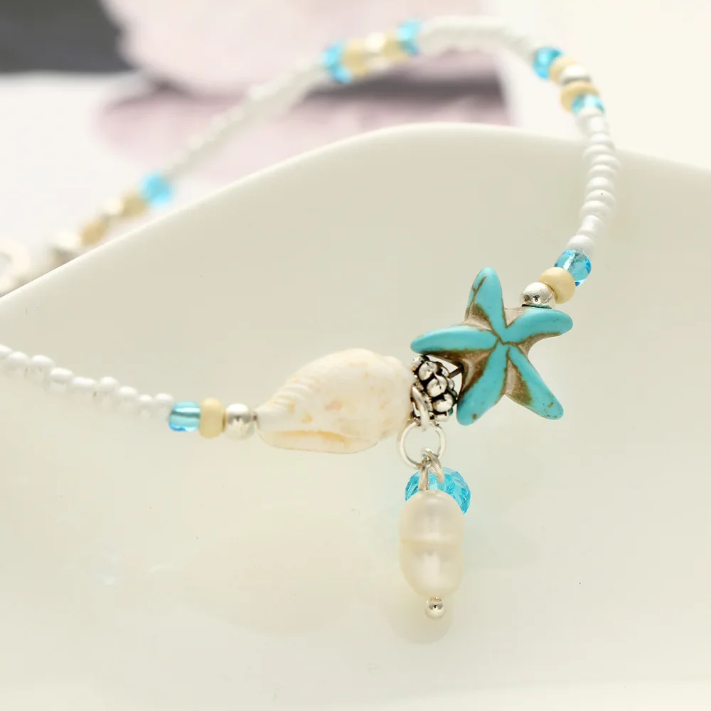 CUTEECO Новая мода богемные имитация жемчуга Морская звезда подвески браслеты женские браслеты для щиколотки летняя цепочка с ракушкой женские ювелирные изделия