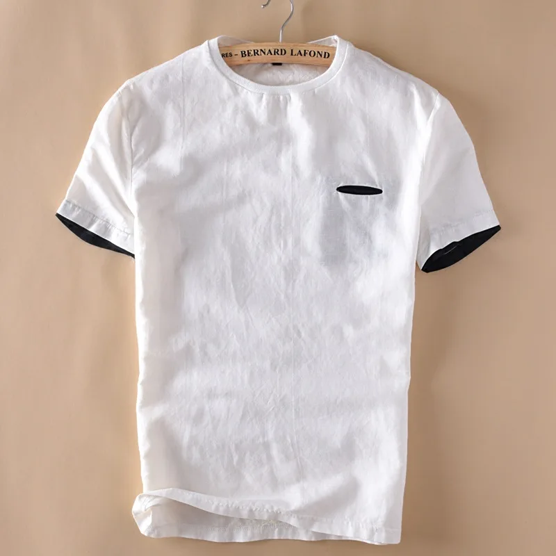 

Mens Cotton Linen T-shirt Short Sleeve Brand New Summer Clothing Male Slim Fit O-Neck T Shirt Man Casual Solid Tops Tees TS-228