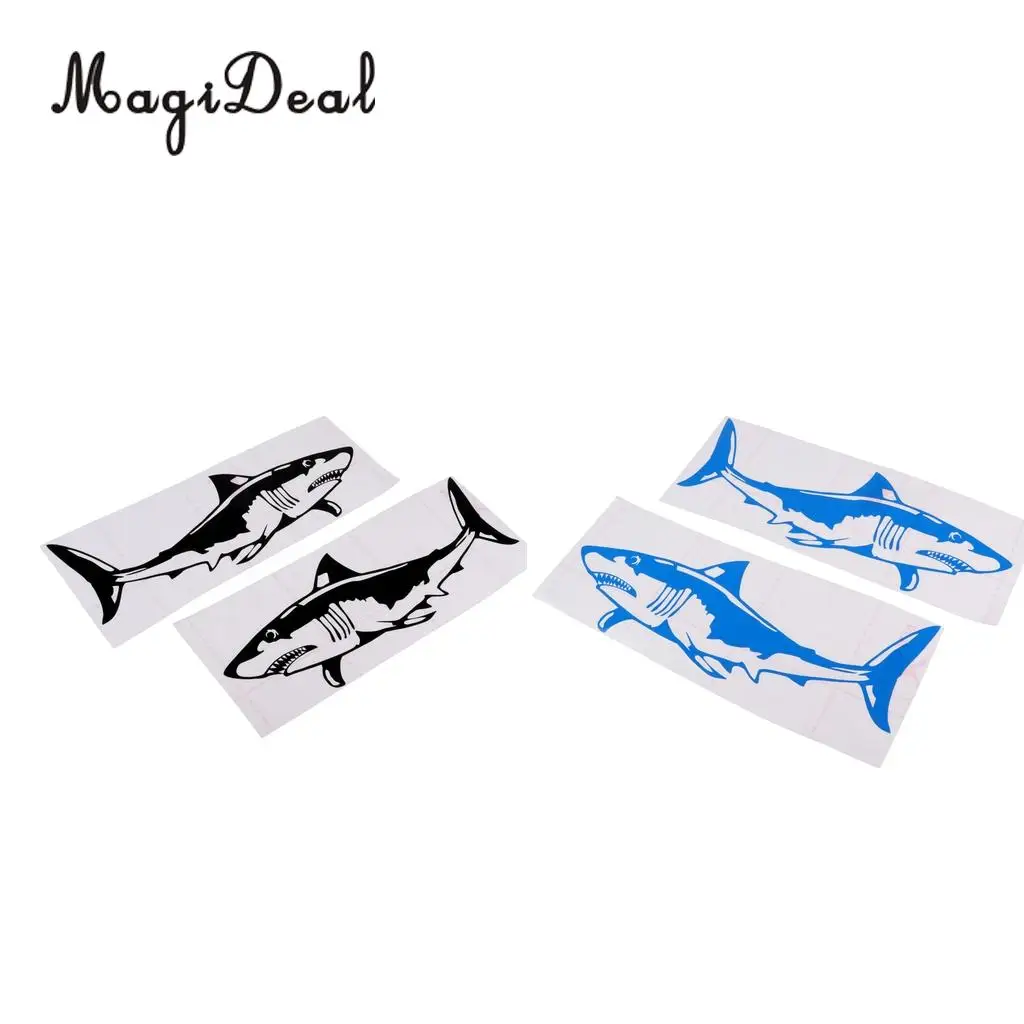 1 Pair Large Durable PVC Shark Sticker Funny Decals for Kayak Fishing Ocean Boat Canoe Dinghy Raft Car Truck Window Bumper DIY