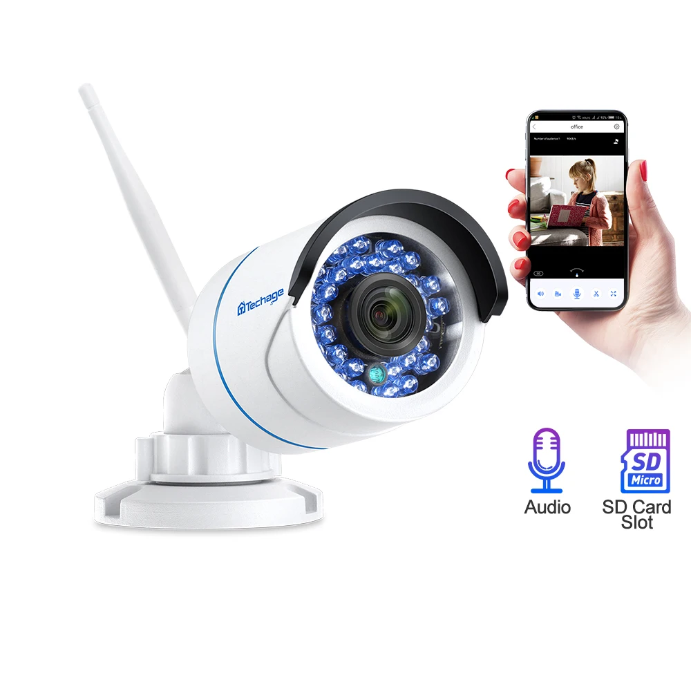 Techage iCsee Wifi беспроводная IP CCTV камера 1080P 720P ночного видения Видео Аудио Звук SD