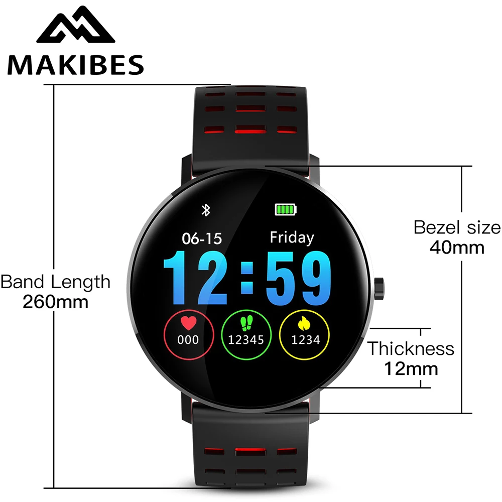 

Makibes L6 Smart Watch iOS Android Phone Call/Message Reminder IP68 Waterproof Sleep Monitor 1.22" Touch Screen Sports Watch