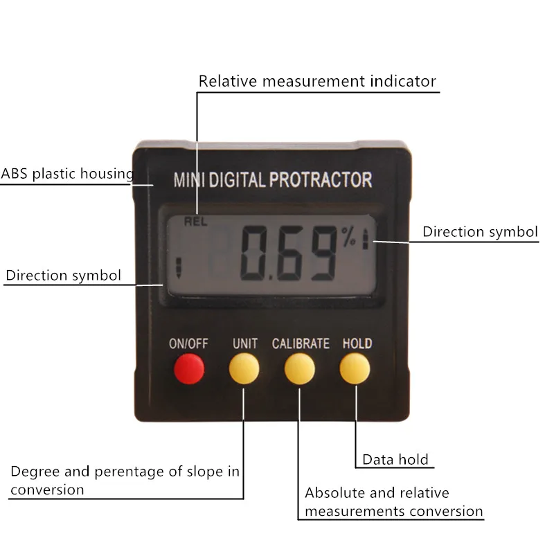 Billige RUITOOL 360 Grad Mini Digital Winkelmesser Neigungs Elektronische Ebene Box Magnetische Basis Mess Werkzeuge