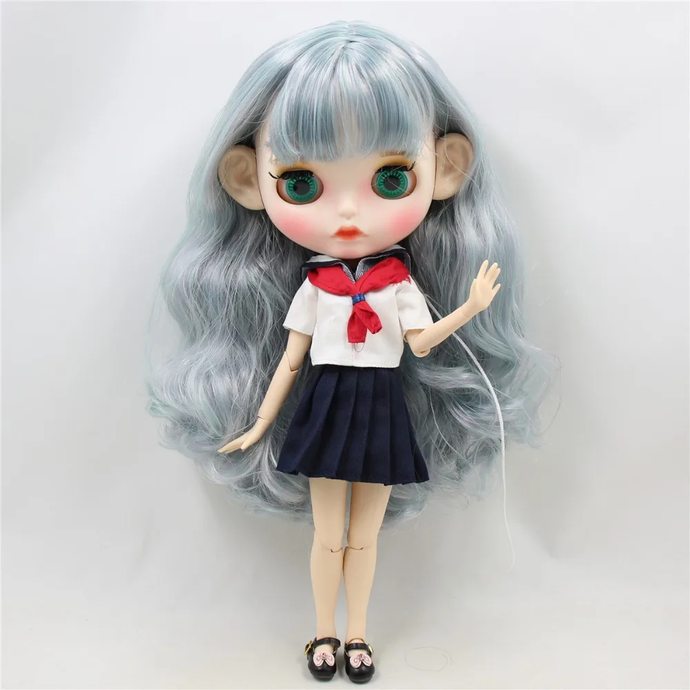 Ледяной завод Блит кукла 1/6 bjd белая кожа Совместное тела фиолетовый микс Мятные волосы Новый матовый уход за кожей лица резные губы с брови