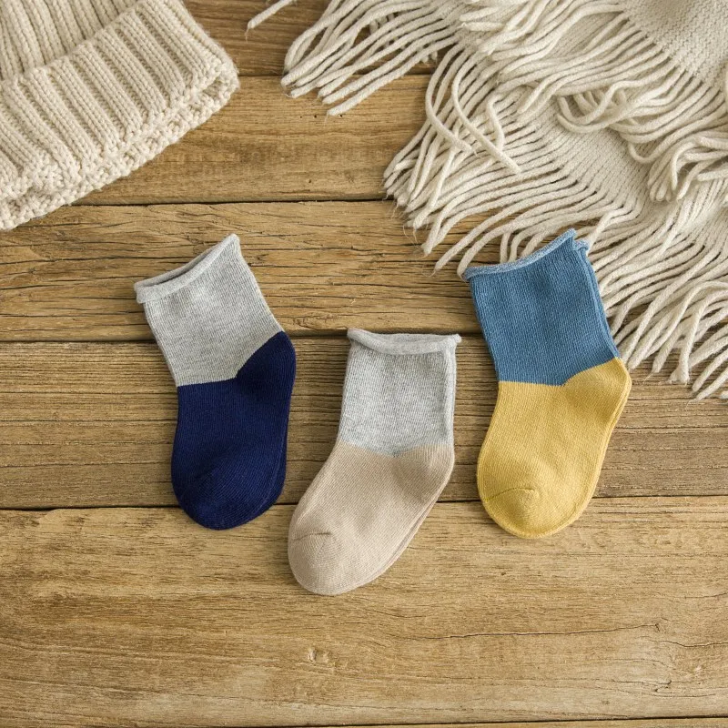 

3 pairs Newborn Baby Socks Infant Boys Girls Spring Short Cuffed Socks Toddler Cotton Babies' Ribbed Basic Socks for Boys Girls