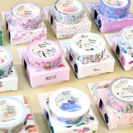 

15mm * 7m Cute Kawaii Flowers Cartoon Masking Washi Tape Decorative Adhesive Tape Decor Decora Diy Scrapbooking Sticker Label