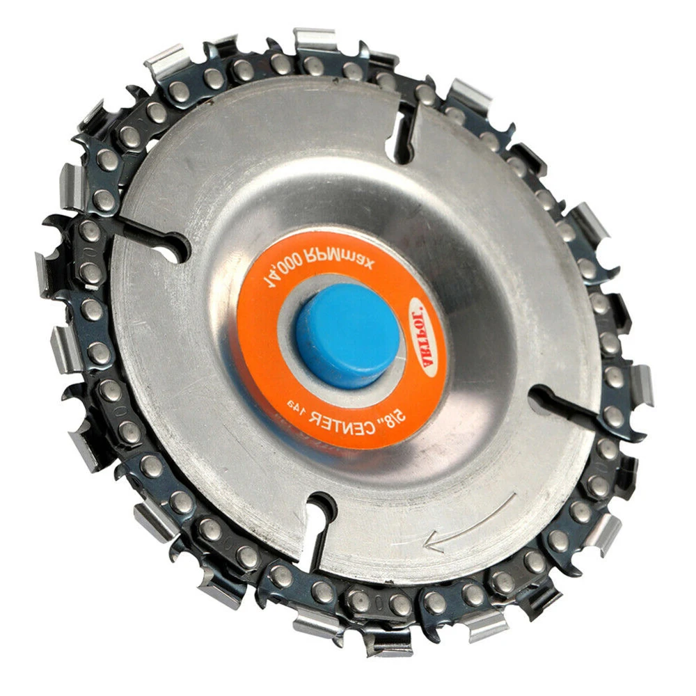 

Steel Chain saw Blade for Wood Carving 4 in. 22 Teeth Angle Grinder Disc Arbor