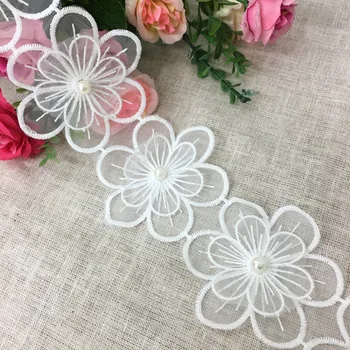 

New polyester Two Layer Mesh Flower Trim Wedding 3D Flower Diy Handmade Lace TRIM Dress Sewing Accessories Supplies Crafts
