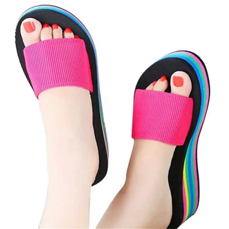 

Women Rainbow Summer Non-Slip Sandals Female Beach Slippers New Summer Shoes Slippers Wedges Shoes for Women Fashion Beach