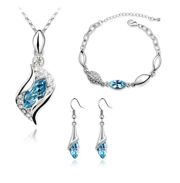 

angel hawk Eyes Austrian Crystal Pendant Necklaces Earrings Bracelet gifts women lovers fashion Jewelry Sets free drop shipping