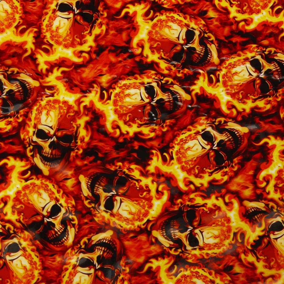 100Cm*50CM Red Fire Skulls PVA Hydrographic Water Transfer Film Printing Hydro
