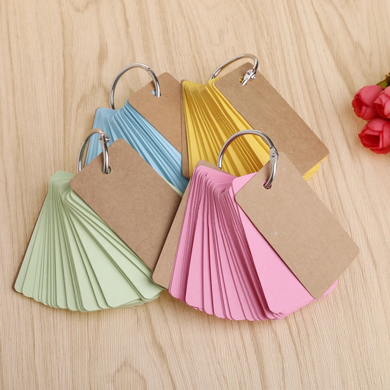 

Kraft Paper Binder Ring Easy Flip Flash Cards Study Memo Pads DIY Stationery notebook