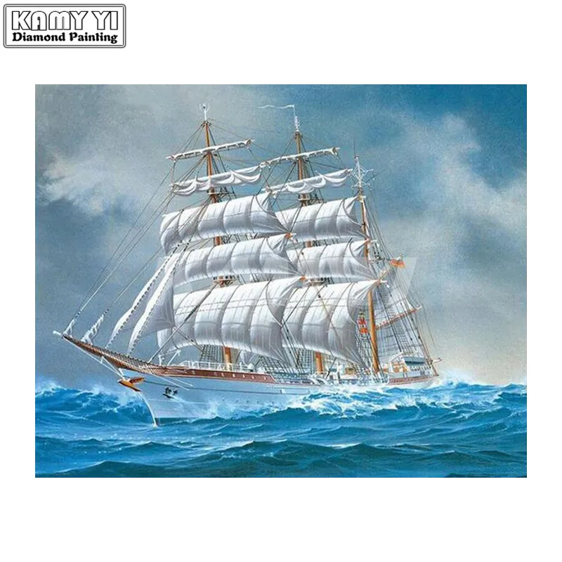 New diy 5D Diamond Painting Full Diamond Embroidery Landscape home Decorative Handicrafts Gifts mosaic Sailing Boat Icon