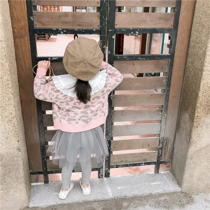 Cabolsa para o Bebê Bonito da Forma Primavera Nova Chegada Estilo Coreano Algodão All-match Manga Longa Leopardo-impresso Camisola Meninas 2020 11 Mamãe e Bebê