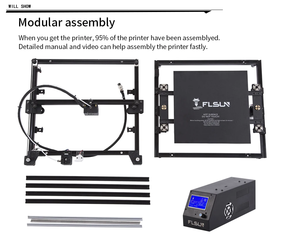 Flsun-G 3d принтер большая площадь печати 320*320*460 мм Высокая точность поддержка гибкость предварительной сборки металлическая структура