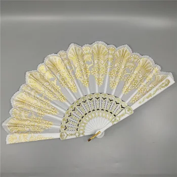 

Beautiful peacock lace fan Spanish plastic folding fan ladies dance fan colorful YongChun folding fans W8164
