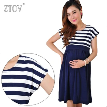 ZTOV Long Maternity Nursing Dress for Pregnant Women