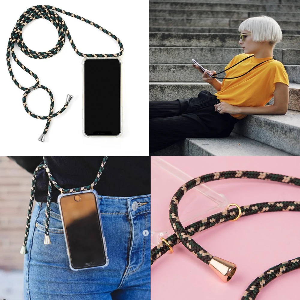

For IPHONE 7 Case Color Rope Crossbody Cord Adjustable Soft Case for IPhone X XS 7PLUS 8 8PLUS 6 6S 6PLUS 5 5S SE Phone Cases