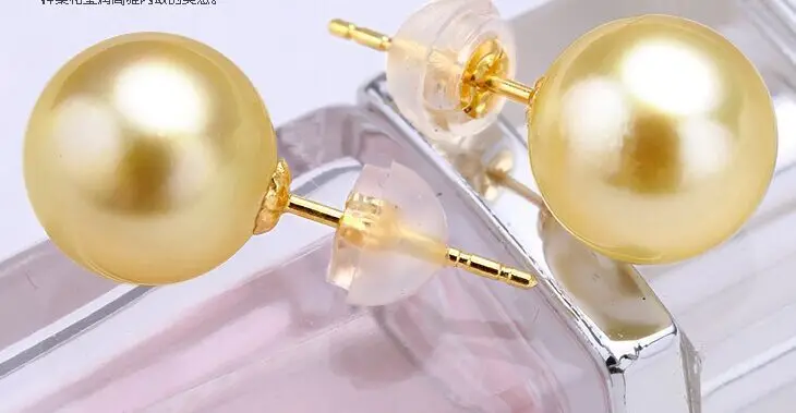 

charming luster 10-11mm south sea gold pearl earring 14k yellow gold