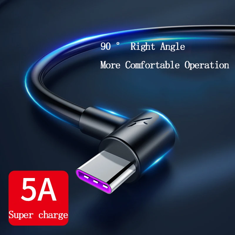 5a Зарядное устройство usb кабель 90 градусов для быстрой зарядки samsung 3 м для usb-кабеля типа c для быстрой зарядки для samsung huawei 5a usb кабель xiaomi данных кабины