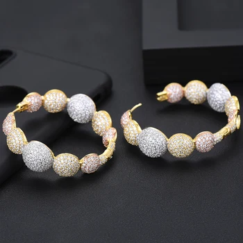 

GODKI Luxury Disco Ball Cubic Zircon Statement Big Hoop Earrings For Women Wedding DUBAI Bridal Square Circle Hoop Earrings 2019
