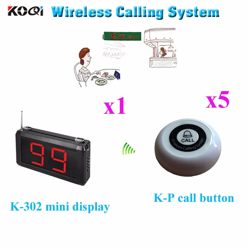 K-302+K-P 1+5 Wireless Waitress Call Bell System